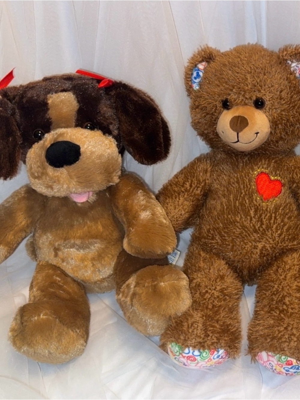 Build-A-Bear Hearts-B-Hugs Brown Teddy Bear and Brown Puppy Plush Set